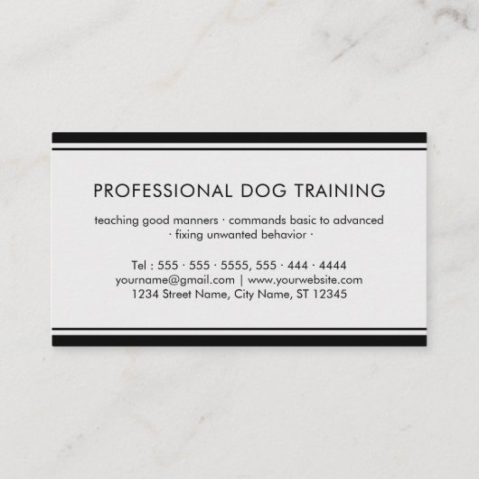 犬トレーナーブラックドイツシェパードの名刺 名刺 (裏面)
