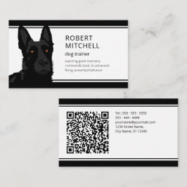 犬トレーナーブラックドイツシェパードQRコード 名刺