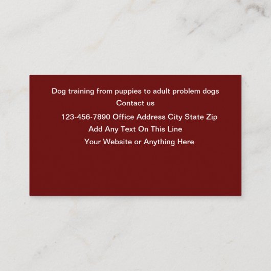 犬トレーナー及び服従訓練センター 名刺 (裏面)