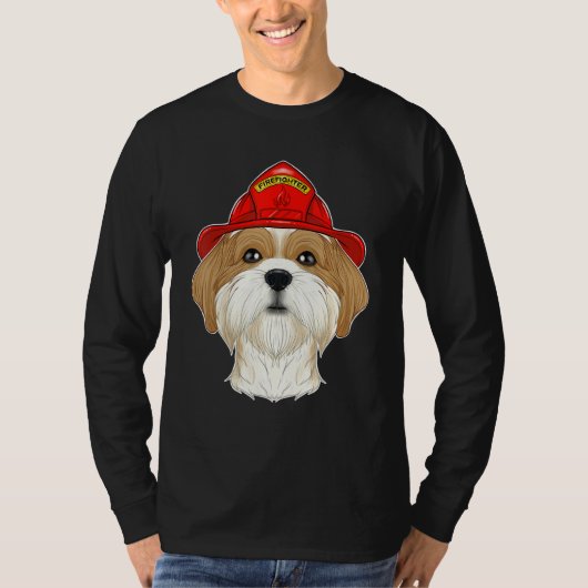 犬ハンドラーI消防士ドッグI消防士シーズー(犬)Tz Tシャツ (正面)