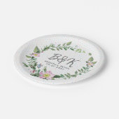 犬バラピンク&グリーンフローラリース ペーパープレート (アングル)