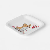 犬バレンタインデーかわいいコルギバレンタインデー ペーパープレート (傾斜あり)