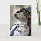 犬パイロット航空機クール航空おもしろい誕生日 カード (正面)