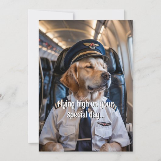 犬パイロット航空機クール航空おもしろい誕生日 カード (正面)