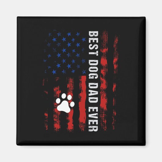 犬パパアメリカ国旗の父親の日最高の犬のパパ マグネット (正面)