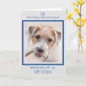 犬パパハッピーバースデーおもしろいかわいい犬パパウンチ カード (黄色い花)