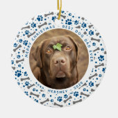 犬パパポープリントカスタムペット写真クリスマス セラミックオーナメント (正面)