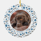 犬パパポープリントカスタムペット写真クリスマス セラミックオーナメント (裏面)
