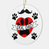 犬パパポー及び赤いハートスケッチ セラミックオーナメント (左)