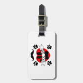 犬パパポー及び赤いハートスケッチ ラゲッジタグ (正面縦)