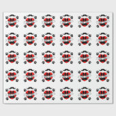 犬パパポー及び赤いハートスケッチ ラッピングペーパー (フラット)