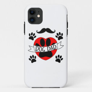 犬パパポー及び赤いハートスケッチ iPhone 11 ケース