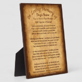 犬パーソナライズされたが天国詩に行く フォトプラーク (側面)