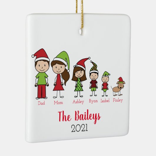 犬パーソナライズされたと家族のクリスマス セラミックオーナメント (右)