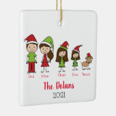 犬パーソナライズされたのクリスマスを持つ家族 セラミックオーナメント (右)