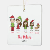 犬パーソナライズされたのクリスマスを持つ家族 セラミックオーナメント (左)