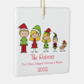 犬パーソナライズされたのクリスマスを持つ4の家族 セラミックオーナメント (右)