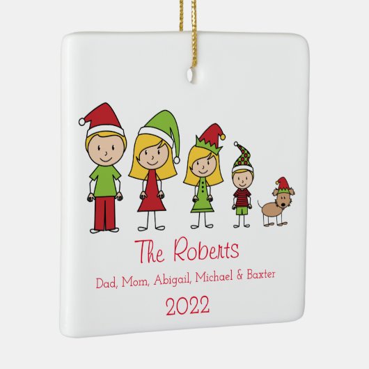犬パーソナライズされたのクリスマスを持つ4の家族 セラミックオーナメント (右)