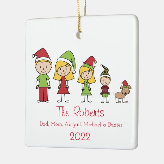 犬パーソナライズされたのクリスマスを持つ4の家族 セラミックオーナメント (左)