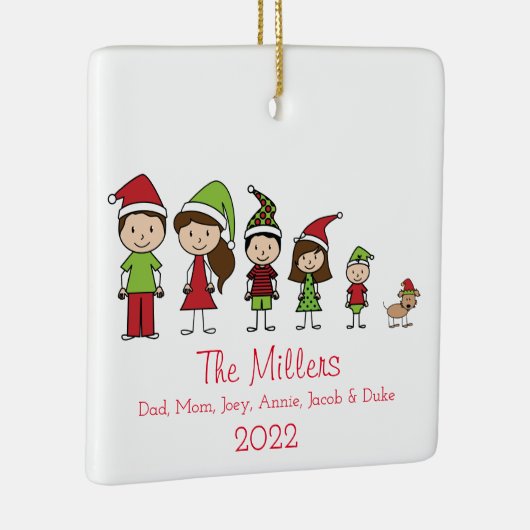 犬パーソナライズされたのクリスマスを持つ5の家族 セラミックオーナメント (右)