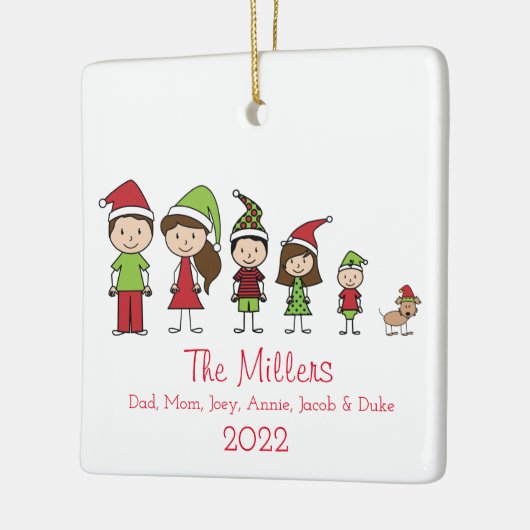 犬パーソナライズされたのクリスマスを持つ5の家族 セラミックオーナメント (左)