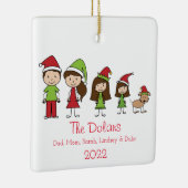 犬パーソナライズされたのクリスマスセラミックホーン付き家族 セラミックオーナメント (右)
