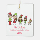犬パーソナライズされたのクリスマスセラミックホーン付き家族 セラミックオーナメント (左)