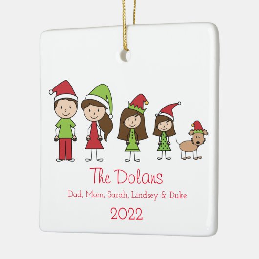犬パーソナライズされたのクリスマスセラミックホーン付き家族 セラミックオーナメント (左)