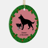 犬パーソナライズされたのクリスマス セラミックオーナメント (右)