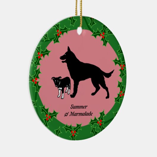 犬パーソナライズされたのクリスマス セラミックオーナメント (右)