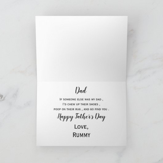 犬パーソナライズされたのパパおもしろい写真父の日 カード (内部)