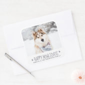 犬パーソナライズされたのペット写真ハッピーホリデー スクエアシール (封筒)