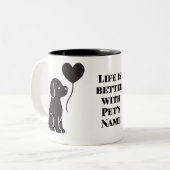 犬パーソナライズされたのマグ | ミニマルなペットギフト ツートーンマグカップ (正面左)