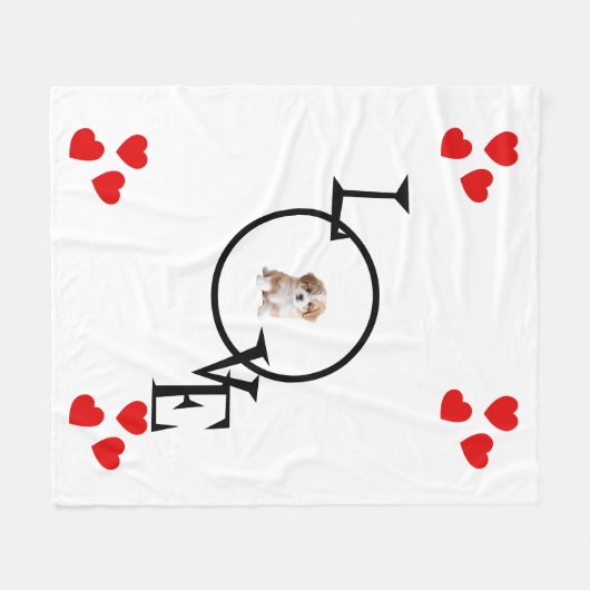 犬パーソナライズされたの写真で毛布を愛する フリースブランケット (正面(横))