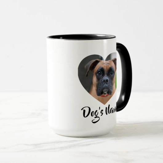 犬パーソナライズされたの写真とハートデザインマグカップ マグカップ (正面右)