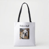 犬パーソナライズされたの写真と名前トートバッグ トートバッグ (正面)