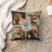 犬パーソナライズされたの写真枕4写真名Gray クッション (ブランケット)
