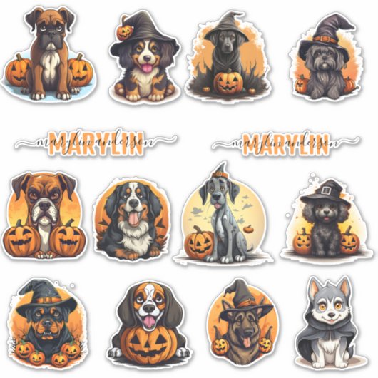 犬パーソナライズされたの親向けハロウィーンステッカー シール (正面)