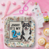 犬パーソナライズされたの2番目の誕生日パーティー紙プレート ペーパープレート (パーティー)