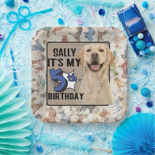 犬パーソナライズされたの5th誕生日パーティー紙プレート ペーパープレート (パーティー)
