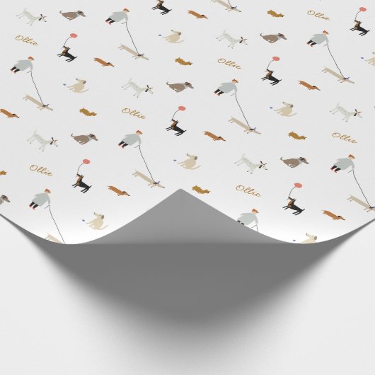 犬パーソナライズされたをテーマにした誕生日包装紙 ラッピングペーパー (角)