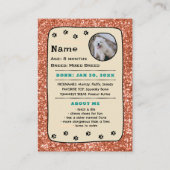 犬パーソナライズされたカードPETトレーディングカードテンプレート コーリングカード (裏面)