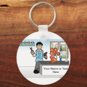 犬パーソナライズされたトリマー – 男性マンガ キーホルダー (正面)