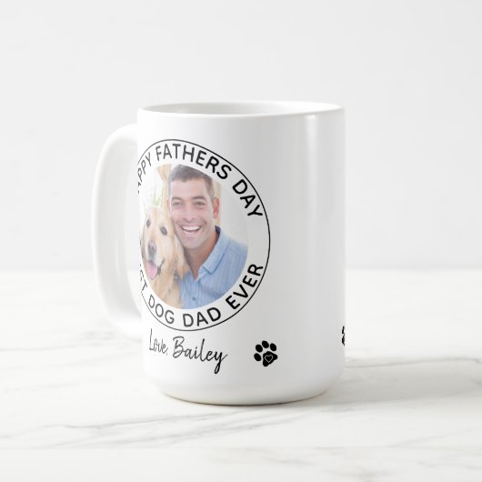 犬パーソナライズされたパパペット写真父の日 コーヒーマグカップ (正面左)