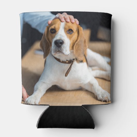 犬パーソナライズされたパパペット写真父の日 缶クーラー (裏面)