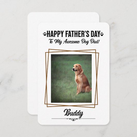 犬パーソナライズされたパパ父の日札 サンキューカード (正面/裏面)