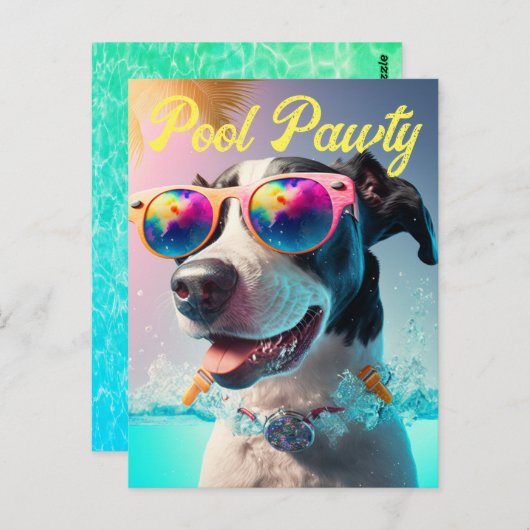 犬パーソナライズされたパーティー専用プールポーティ ポストカード (正面/裏面)