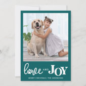 犬パーソナライズされたペット写真LOVE & JOY Paw Print シーズンカード (正面)