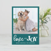 犬パーソナライズされたペット写真LOVE & JOY Paw Print シーズンカード (スタンド正面)