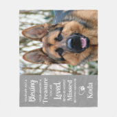 犬パーソナライズされたペット記念詩 フリースブランケット (正面)